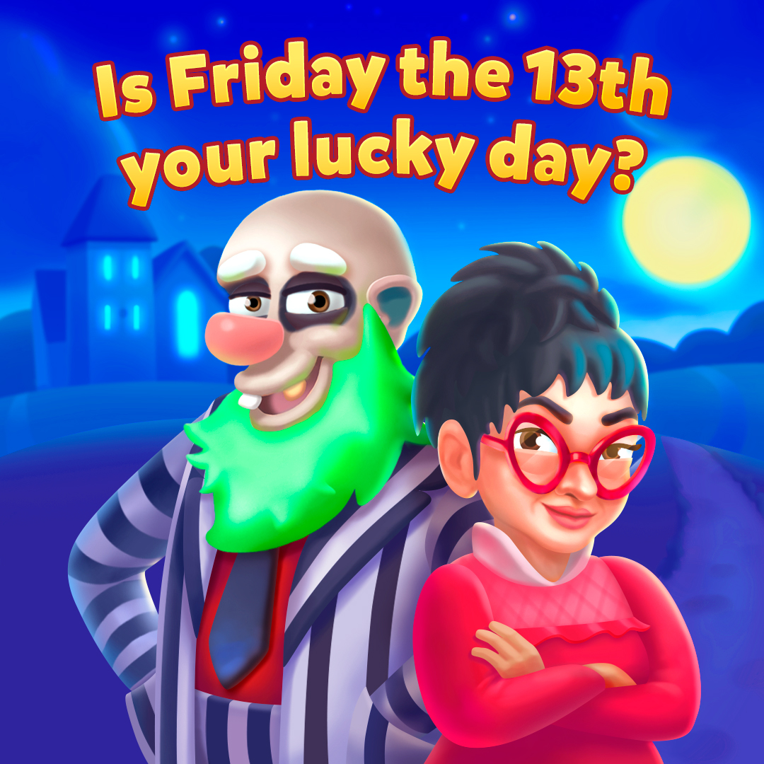FarmJam_game's tweet photo. 👻 Uh-oh, Friday the 13th! 👻 Is today your lucky day or not? 😱 Drop a comment below  👇 and take your BONUS: https://t.co/3GVfAEuZDD

Lifehack from Fred and Rose: Want to turn your luck around? Just say "Farm Jam" three times and see what happens 😉✨ https://t.co/5h3sbhdBcL