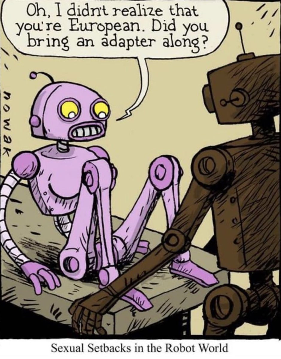 BigDro_TAGMG's tweet image. Robot romance on pause due to &apos;compatibility issues&apos;! 😂 Turns out even in the robot world, you might need an adapter when dating a European. #TechHumor #RobotLove #TravelProblems