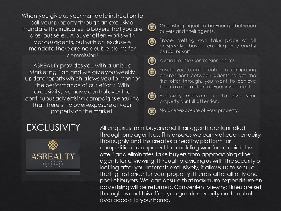 RealtySeaboard's tweet image. LIST WITH US
Exclusive, discreet, professional service offered when listing your property with ASREALTY.
We also offer a free obligation free Comparative Market Analysis report of what you can expect to sell your property for.

asrealty.co.za/listwithus/