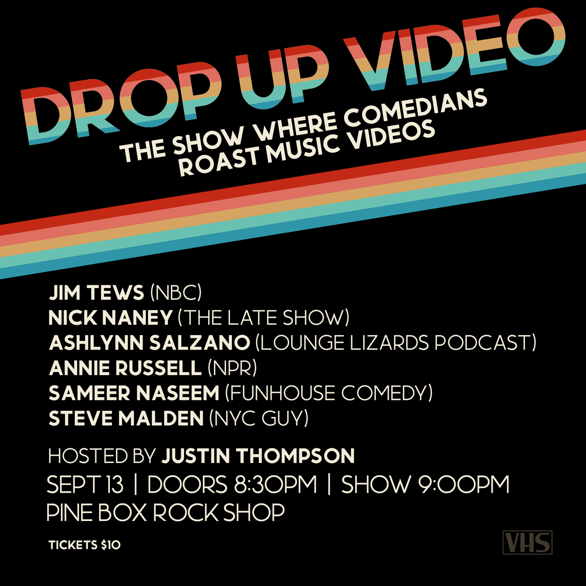 TONIGHT! Comedians + Music Videos. Featuring <a href="/nicknaney/">nick naney</a> <a href="/jimtews/">Jim Tews</a> <a href="/ashlynnsalzano/">Ashlynnsalzano</a> <a href="/steve_malden/">Steve Malden</a> annie russell, sameer naseem + @thompsotweets 
Doors at 8:30 / Show at 9 🎟 eventbrite.com/e/drop-up-vide…