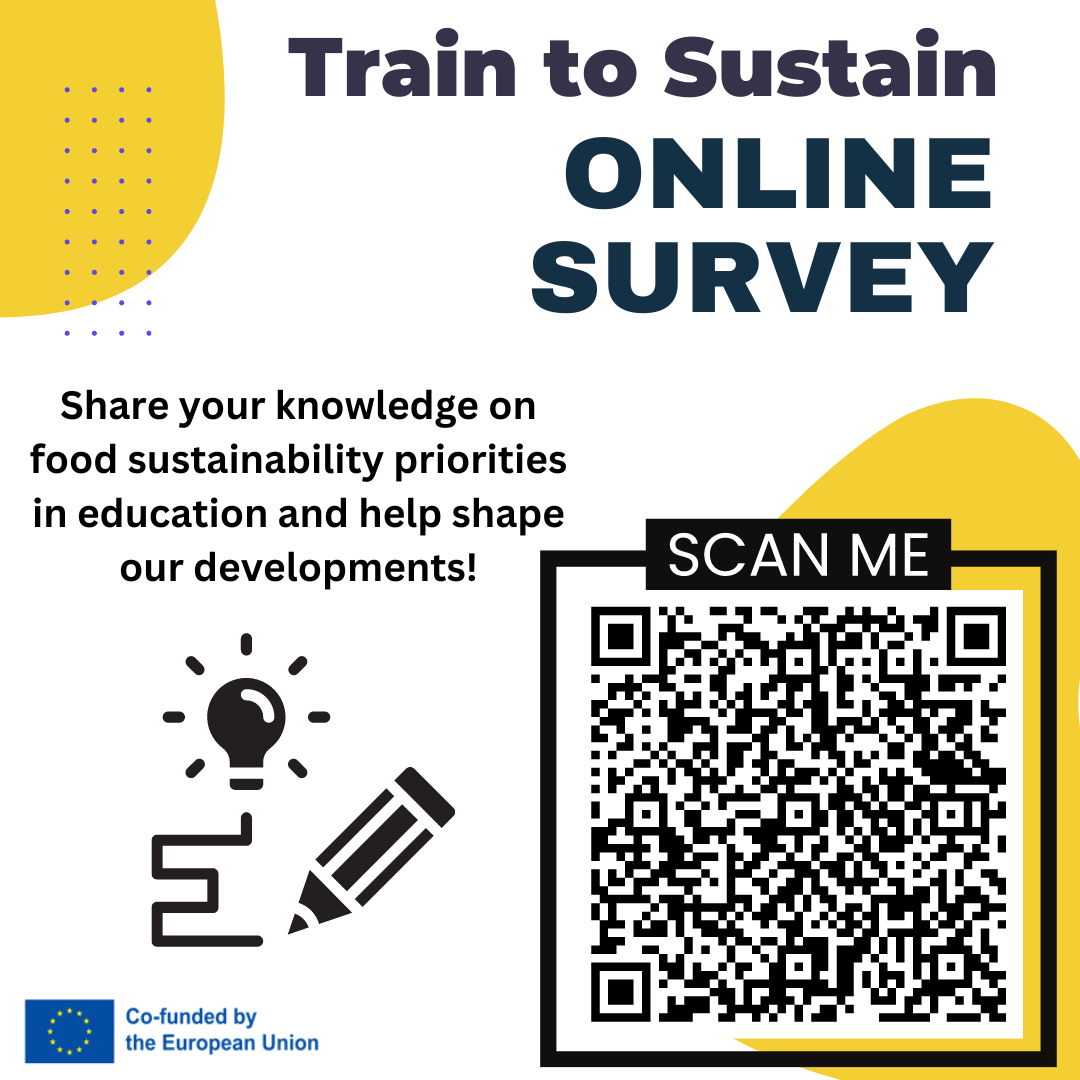📢Calling all educators and trainers in food from #food  #sustainability or #nutrition programmes! Scan &amp; share your knowledge on food sustainability priorities in education by taking our #survey!

Sustainable #food practices are a #priority 📷 #foodsustainability #ErasmusPlus