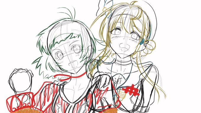 #皆さんラフと塗った後を見せてください
#あじゅばむ
 ついでに差分も。 