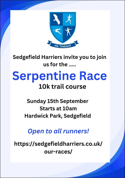 Online entries for our Sedgefield Serpentine Race close at midnight. 
Conditions on the course are looking good 😊 

Find out more about the event at sedgefieldharriers.co.uk/our-races.

And enter online at englandathletics.sport80.com/public/wizard/….

#ukrunchat