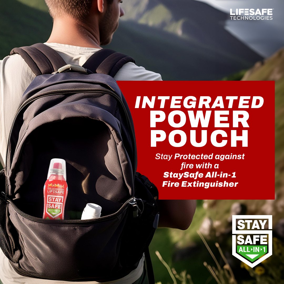 Keep your home and travels safe with the StaySafe All-in-1 Fire Extinguisher. With its integrated power pouch, 360° usability, high-pressure spray, and eco-friendly propellant, it’s ready for any emergency, anywhere! 🏡🚗🧯 #SafetyFirst #StaySafe #FireSafety #FireProtection