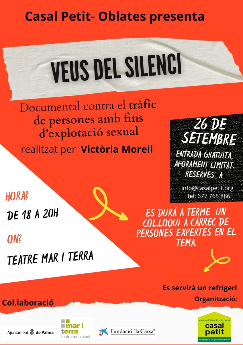 UoBaleares's tweet photo. Desde @UoBaleares os animamos  a ver el Documental contra el TSH con fines de explotación sexual el 26/09 en @ajuntpalma 

 @hermanasoblatas  @APRAMP @guardiacivil @policia @MedicosdelMundo @CreuRojaBalears @IB_Dona @goib @del_illes @DelGobVG @IgualdadGob @unicef_es https://t.co/iu3FcJZLKL