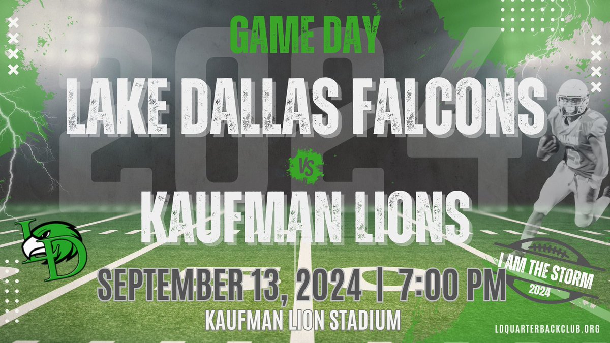 Come to Lion Stadium at 7 PM to watch your Falcons go up against the Lions! Tickets: kaufmanathletics.com/HTtickets. Tune in on your radio, or if you can't make it to the game, then catch it on the LDQBC YouTube Channel: youtube.com/@lakedallasqua… 📣 🔥 🌩️