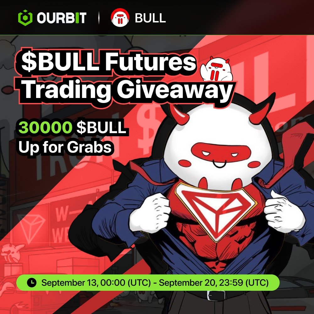 🟢 Ourbit x <a href="/TRXTronBull/">Tron $Bull</a> Giveaway: Trade $BULL Futures to share ~5K USD token rewards in $BULL! 🔴

𝘿𝙤 𝙩𝙝𝙚𝙨𝙚 ⤵

1. Sign up using this link: promote.ourbit.com/a/campaign

2. Trade at least $100 worth of Margin $BULL/USDT Perpetuals on Ourbit

3. Post a PnL card of your trade in