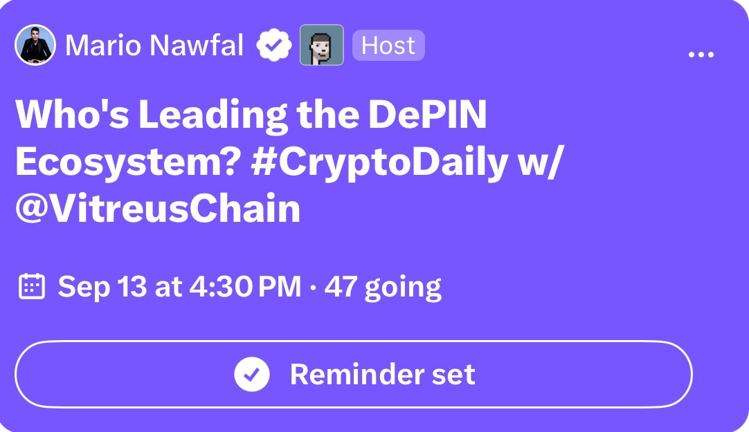 Set your reminder. (link in the comments)

Looking forward to this visit with Mario. I’m incredibly proud of the interoperable blockchain network that Vitreus has built!!