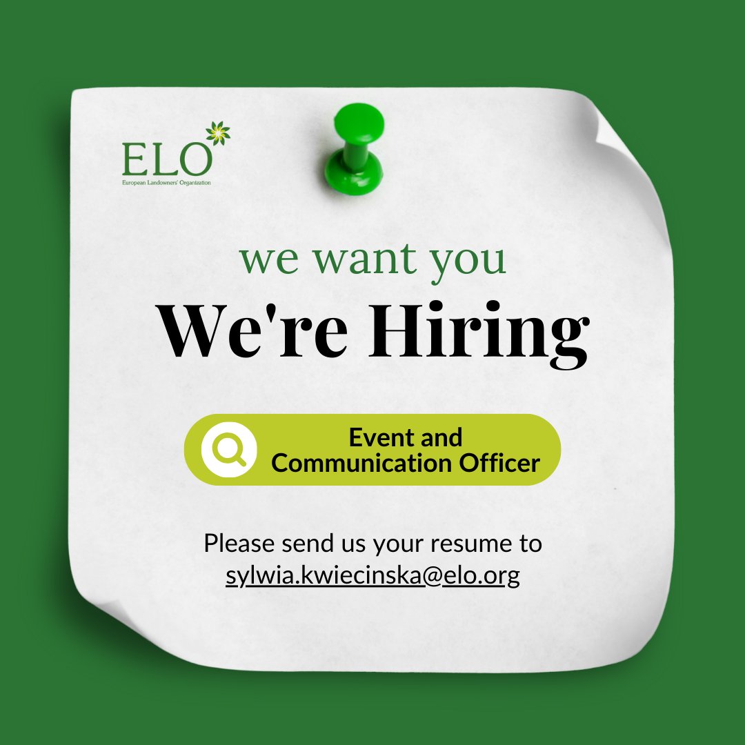 🌿 We're #hiring! Join our dynamic team at the <a href="/EULandownersOrg/">European Landowners' Organization</a> as an Event and Communication Officer. If you're passionate about sustainable land management and have experience in communications and event planning, we want to hear from you!

Apply by September 25th! 📅

🔗 Apply