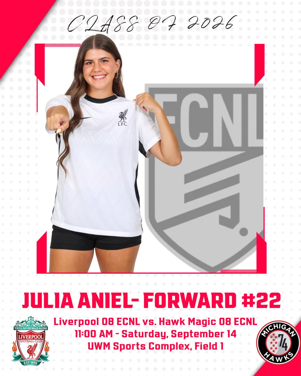 Julia Aniel (@julia_aniel) on Twitter photo Big league match tomorrow vs. Hawks Magic ⚽️⚽️⚽️
<a href="/LFCIAMichigan/">Liverpool FC International Academy Michigan</a> <a href="/ImYouthSoccer/">ECNL/GA/Recruiting/College Soccer</a> <a href="/ECNLgirls/">ECNL Girls</a> #classof2026
📍UWM Sports Complex, Field 1
⏰ 11:00 AM Big league match tomorrow vs. Hawks Magic ⚽️⚽️⚽️
<a href="/LFCIAMichigan/">Liverpool FC International Academy Michigan</a> <a href="/ImYouthSoccer/">ECNL/GA/Recruiting/College Soccer</a> <a href="/ECNLgirls/">ECNL Girls</a> #classof2026
📍UWM Sports Complex, Field 1
⏰ 11:00 AM