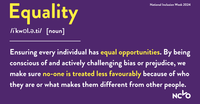 NCVO's tweet photo. Learn more about equality, diversity and inclusion this #NationalInclusionWeek.

Unsure where to start with improving your organisations’ approach? Our guidance explains some key terms, why voluntary organisations should act and where to get further guidance.

Find out more👇