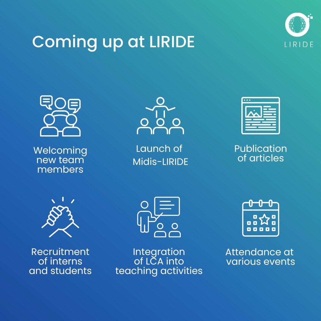 It's going to be a busy autumn for the LIRIDE team. We're more motivated than ever to drive #LCA and #sustainable #engineering forward! 🌎

To stay in touch with LIRIDE's activities, follow us on social media. 📱