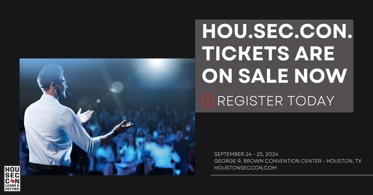 If you haven’t purchased your ticket to this year’s conference don’t wait any longer! Register today and join us on September 24 – 25 for Houston’s premier cybersecurity conference! 

cvent.me/2eYzG1

#HOUSECCON #LearnandDefend #Cybersecurity