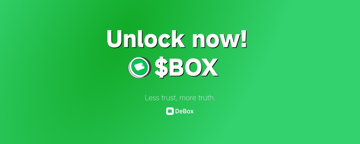 🔓Unlock now!

Just check your available vDBX at:
debox.pro/vdbx/?type=Unl…
Feel free to make it become $BOX

⏲️Final Call
The pre-deposit will be closed soon, do not miss the chance of zero gas and reward

#Airdrop #DeBox