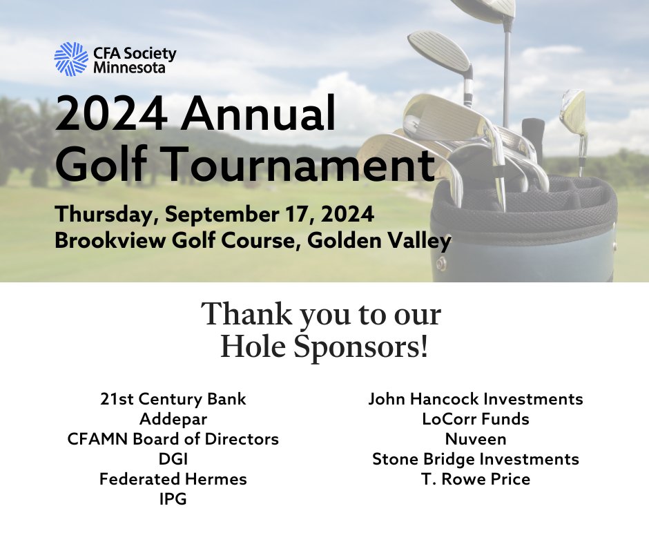Our 2024 Annual Golf Tournament is next week! We want to thank our Hole Sponsors for their support.