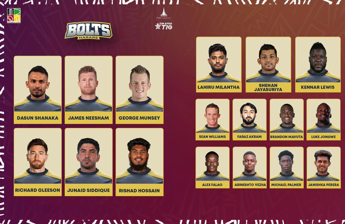 The Harare Bolts squad is ready to light up the field! ⚡️ 🏏

#ZimAfroT10 #CricketsFastestFormat #InTheWild