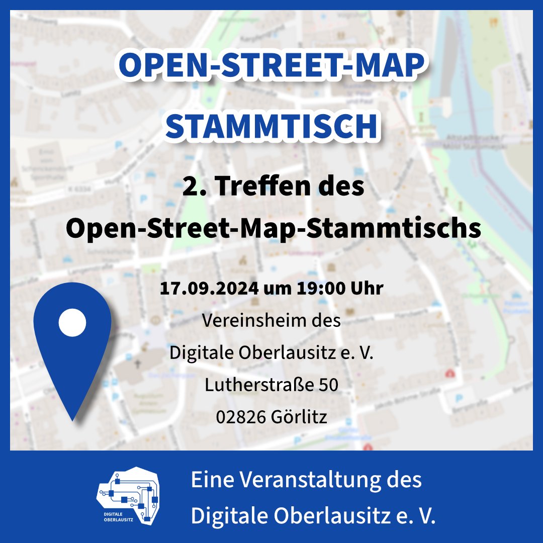 Wir möchten euch zu unserem zweiten Treffen unseres Open Street Map Stammtischs einladen!

17.09.2024 - 19 Uhr - In unserem Vereinsheim!

digitale-oberlausitz.eu/events/2024/os…