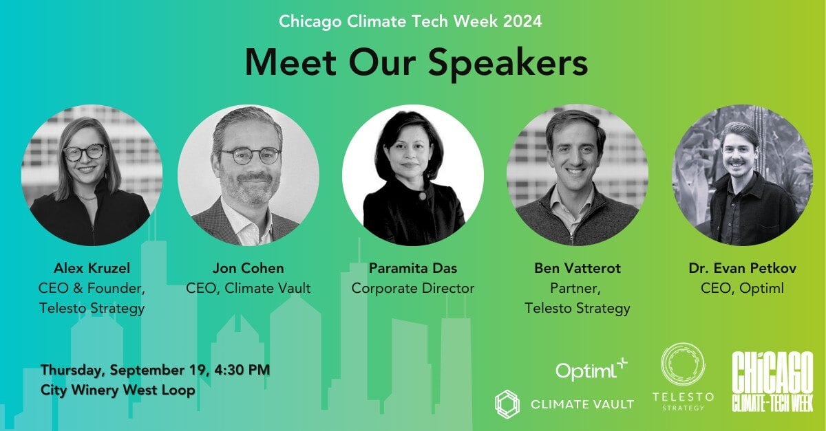 ClimateVault's tweet image. 🚨 #ChiClimateTechWeek24 kicks off on Monday 🚨We&apos;re teaming up with @TelestoStrategy for an insightful panel discussion, an interactive workshop, and networking.

Join us in building a stronger #climatetech community in Chicago by registering here → hubs.la/Q02PLRWv0