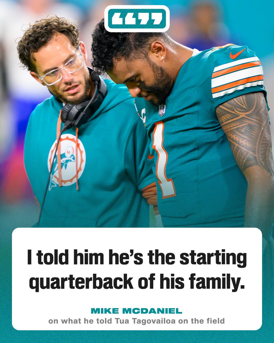 espn's tweet image. Mike McDaniel revealed what he told Tua during their moment on the field on Thursday 🙏