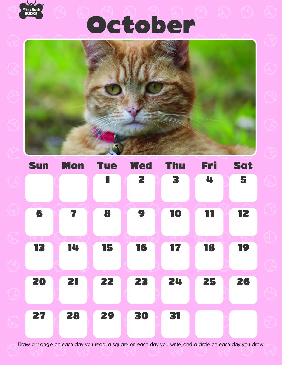 Lola’s October Calendar: Read, Write, and Purr - mailchi.mp/maryruthbooks/…