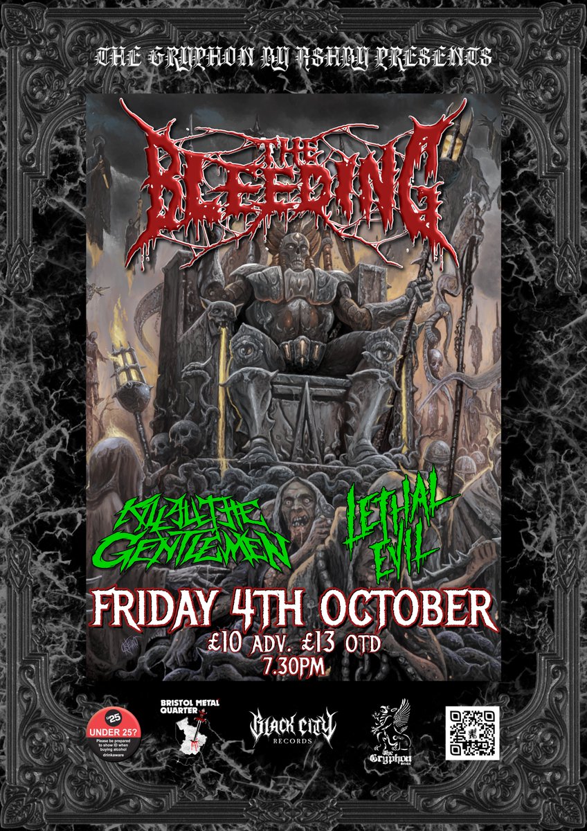BRISTOL! FRIDAY 4TH OCTOBER at The Gryphon!

Join us for a night of Death &amp; Thrash with support from <a href="/katgtheband/">Kill All The Gentlemen</a> and Lethal Kill!

TIX ON SALE NOW: £10 adv. £13 otd 

#metal #deathmetal #thrashmetal