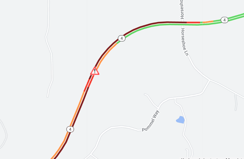 CaltransDist10's tweet photo. #TrafficAlert #Copperopolis SR-4 is reduced to one lane following a head-on traffic incident west of Horseshoe rd. Expect delays or seek alternate route. For the latest traffic information visit: https://t.co/urmhUsY9vc #quickmap https://t.co/Jm0briQytd