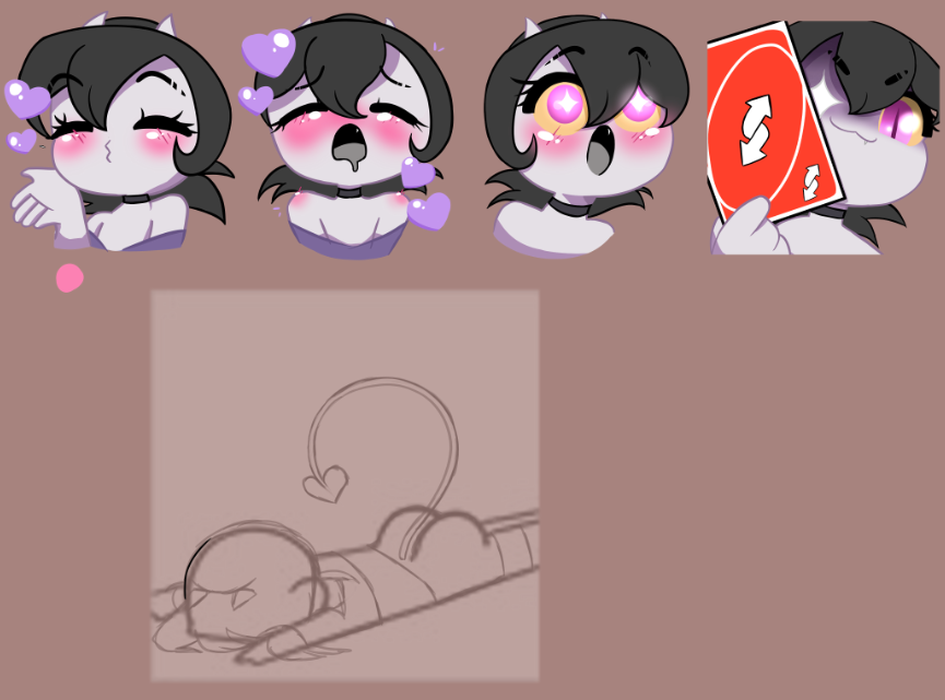 BlairNerevarine's tweet photo. Workin' on a 200 emote/reaction pack for Dom (base pack by @Takiimikiku)
These are so much fun to do. I plan on adding the other 42 in after I finish these lol
#customemotes #ocemotes #ocreactions #succubusoc #HazbinHotelOC #DemonOC #oc #wip https://t.co/gW72WMwJ9m