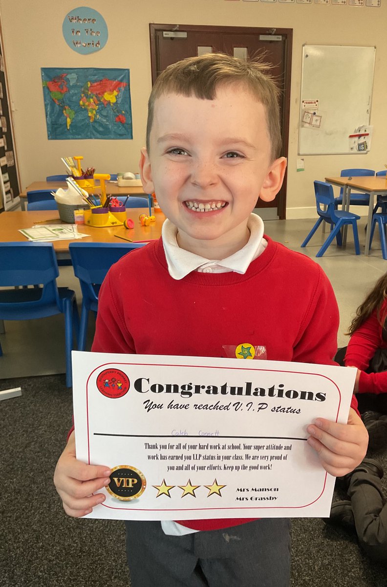 Well done to our incredible VIP! Such a fantastic start to year one. He’s been so helpful, tried really hard with all of his learning and has been a fantastic role model! Keep it up! <a href="/mrsgrassby/">Joelene Grassby</a> <a href="/MrsGibbins/">Mrs Gibbins</a> <a href="/BoothferryPS/">Boothferry Primary #weareBoothferry</a>