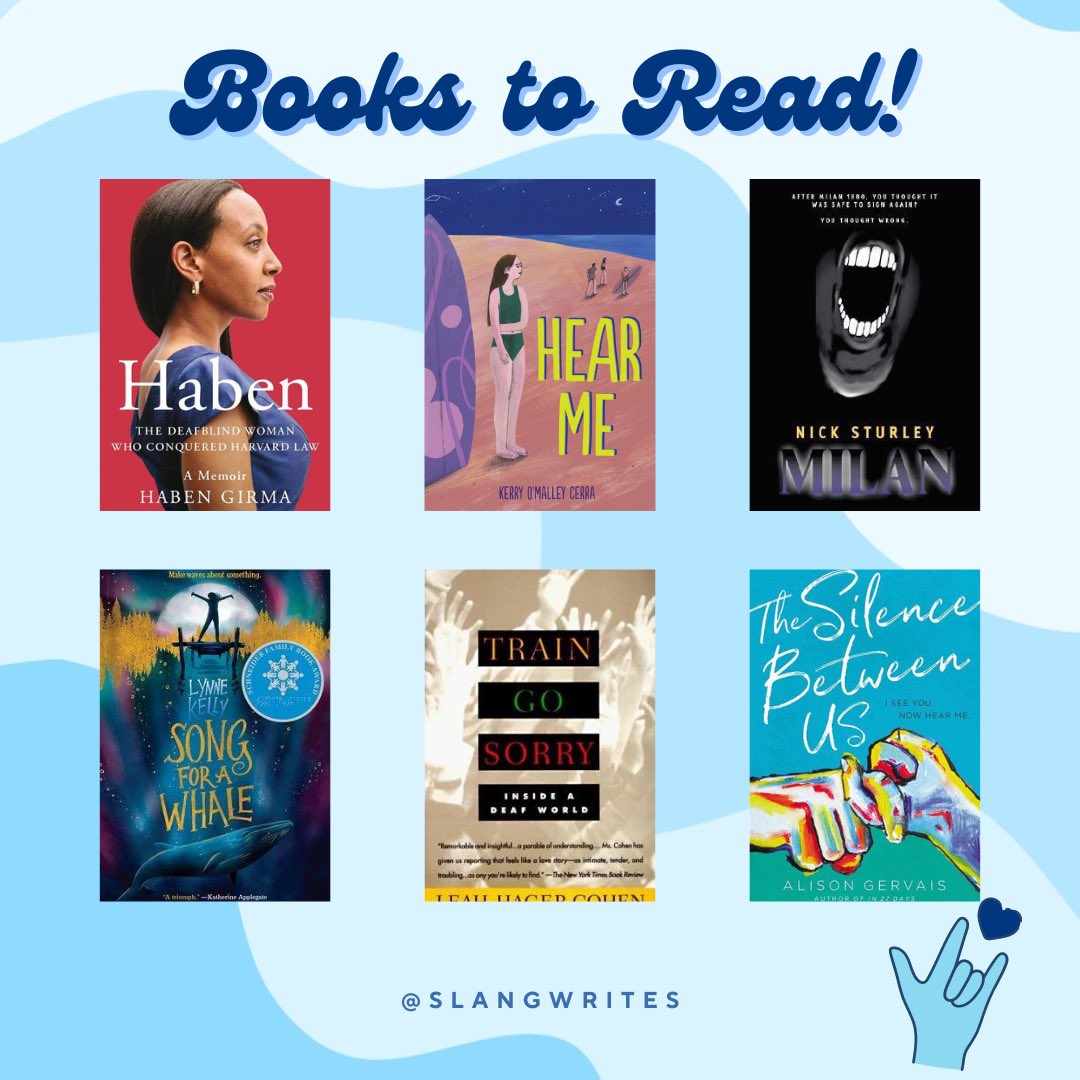 Happy Deaf Awareness Month!! 🤟🏻

Here are some book recommendations with d/Deaf/HOH rep. ✨👀

If you want more info on Deaf Awareness Month itself, I posted more in-depth on the 📸 app! (Same username as here)