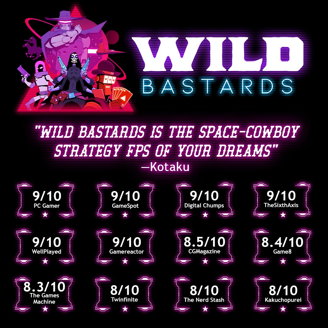 Tycho Brahe (@tychobrahe) on Twitter photo I love writing in cowboy patois, and I am a huge fan of <a href="/BlueManchuGames/">Blue Manchu Games</a>, so being asked to write a whole game full of it was obviously a dream come true. Wild Bastards is really unique, and I'm glad that people have found something to enjoy in it.
wildbastards.com I love writing in cowboy patois, and I am a huge fan of <a href="/BlueManchuGames/">Blue Manchu Games</a>, so being asked to write a whole game full of it was obviously a dream come true. Wild Bastards is really unique, and I'm glad that people have found something to enjoy in it.
wildbastards.com