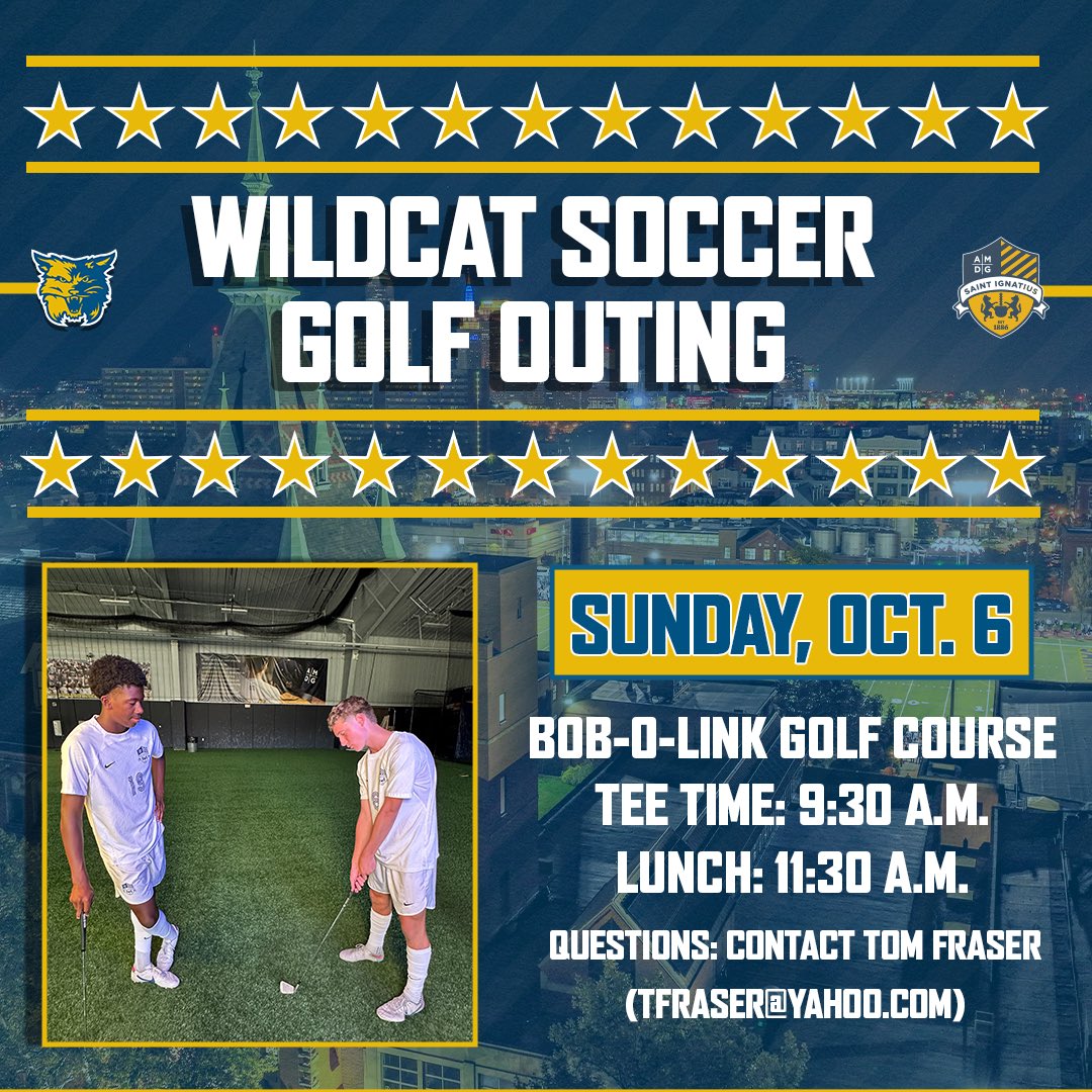 Join us on Sunday, October 6 at Bob-O-Links Golf Course for our second annual Wildcat Soccer Golf Outing! Please register using the link below! 

🔗: tfaforms.com/5142423