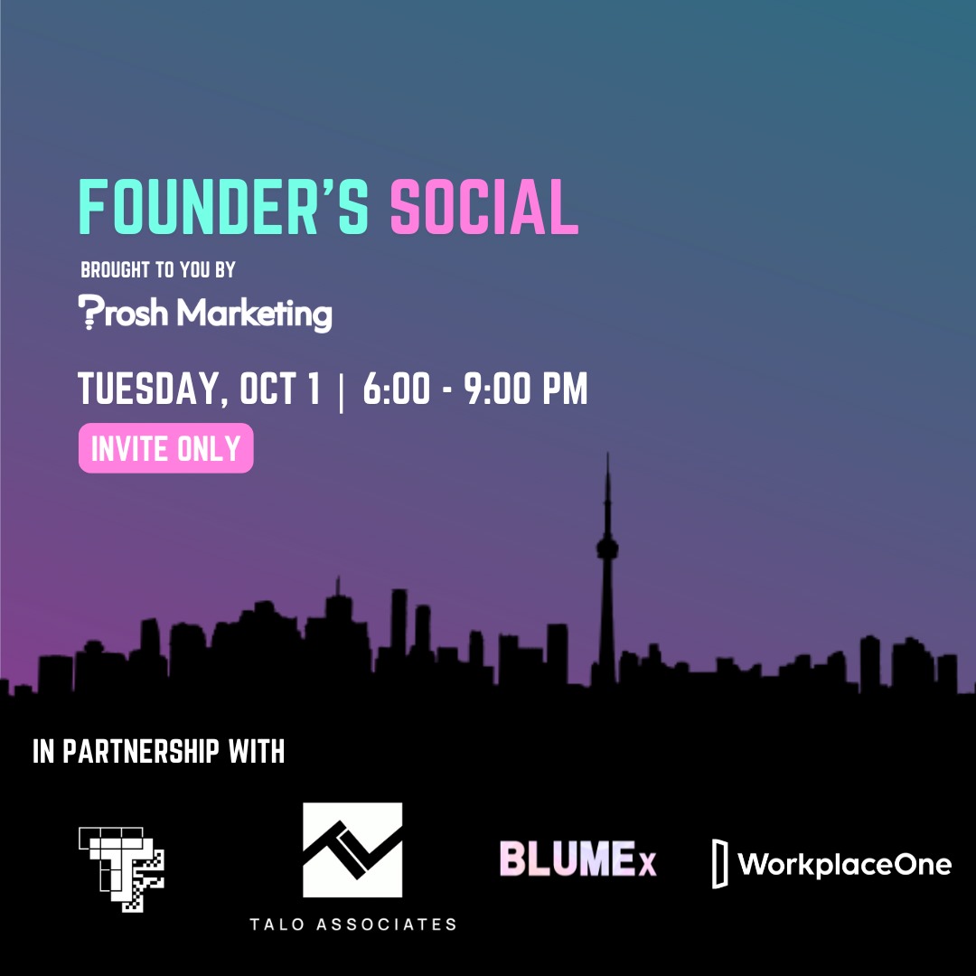 Prosh Marketing (@proshmarketing) on Twitter photo 🚀 Event Alert! 🚀
Join us for an exclusive networking event with <a href="/ProshMarketing/">Prosh Marketing</a>, @TALO_Associates, @BLUMEx, <a href="/torontotechfest/">Toronto Tech Fest</a> , and <a href="/WorkplaceOne/">Workplace One</a>!
📅 Oct 1, 2024
🕕 6-9 PM
📍 Workplace One, 111 Peter St, Toronto
RSVP: lu.ma/zmklbc66
#FoundersSocial #StartupFounders 🚀 Event Alert! 🚀
Join us for an exclusive networking event with <a href="/ProshMarketing/">Prosh Marketing</a>, @TALO_Associates, @BLUMEx, <a href="/torontotechfest/">Toronto Tech Fest</a> , and <a href="/WorkplaceOne/">Workplace One</a>!
📅 Oct 1, 2024
🕕 6-9 PM
📍 Workplace One, 111 Peter St, Toronto
RSVP: lu.ma/zmklbc66
#FoundersSocial #StartupFounders