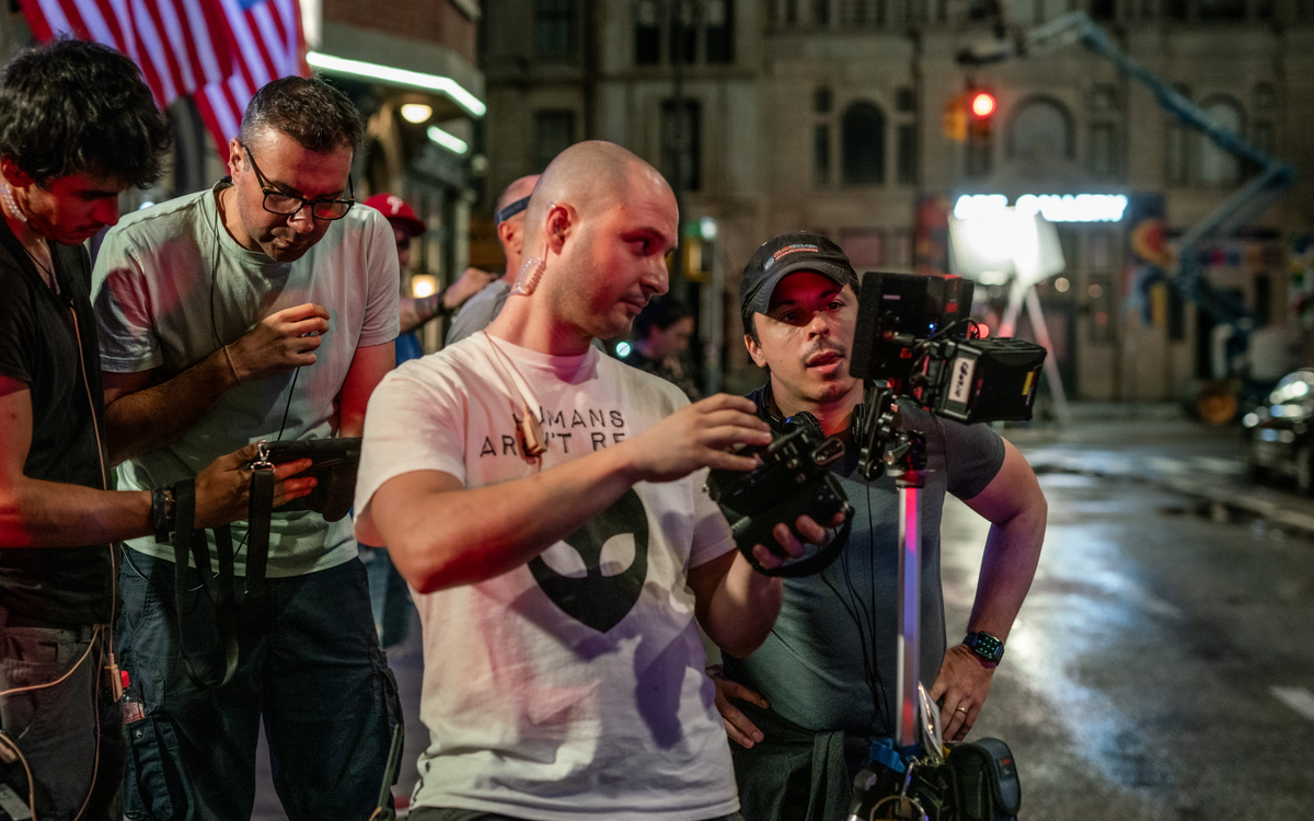Picture of the film crew working on set for Watch Dogs movie.