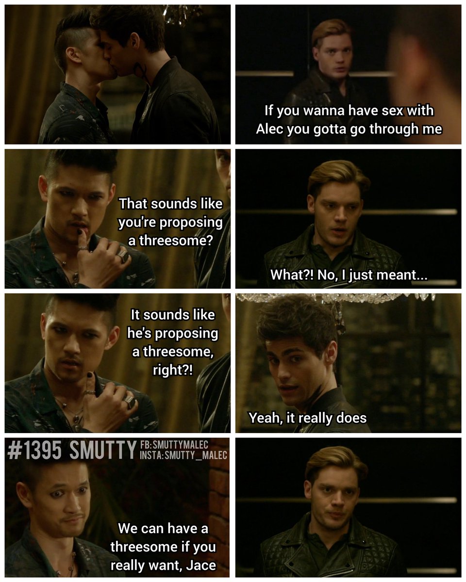 MalecSmutty's tweet photo. #1395 That's one way to shut Jace up 😆

#shadowhunters #shadowhunterstv #malec #aleclightwood #magnusbane #matthewdaddario #mattdaddario #harryshumjr #shumdario #SaveShadowhunters #shadowhunterslegacy #jacewayland #jaceherondale #dominicsherwood #domsherwood  #malace #jalec https://t.co/IY2tAogIJg