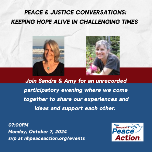 NHPeaceAction's tweet photo. Join NH Peace Action for an unrecorded participatory evening where we come together to share our activist experiences and ideas and support each other. Expect music, readings, and opportunities to speak and connect.
https://t.co/5Hn2JWaGAo https://t.co/SO5LDZCcYl
