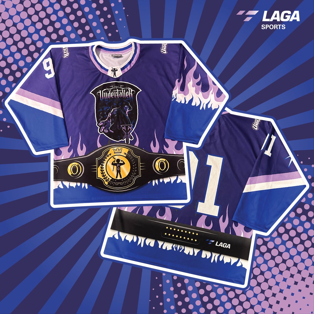 LAGAsports's tweet photo. Let's get ready to rummmbbbble! It's time for our Jersey of the Month, The Undertaker! 

The theme for this PG Draft is WWE wrestlers, whose jersey would you want to wear?

#hockey #hockeyjerseys #madeincanada #custommade #pgdraft #princegeorge #wwe #wwf #wrestling #theundertaker https://t.co/AyG67vmVEs