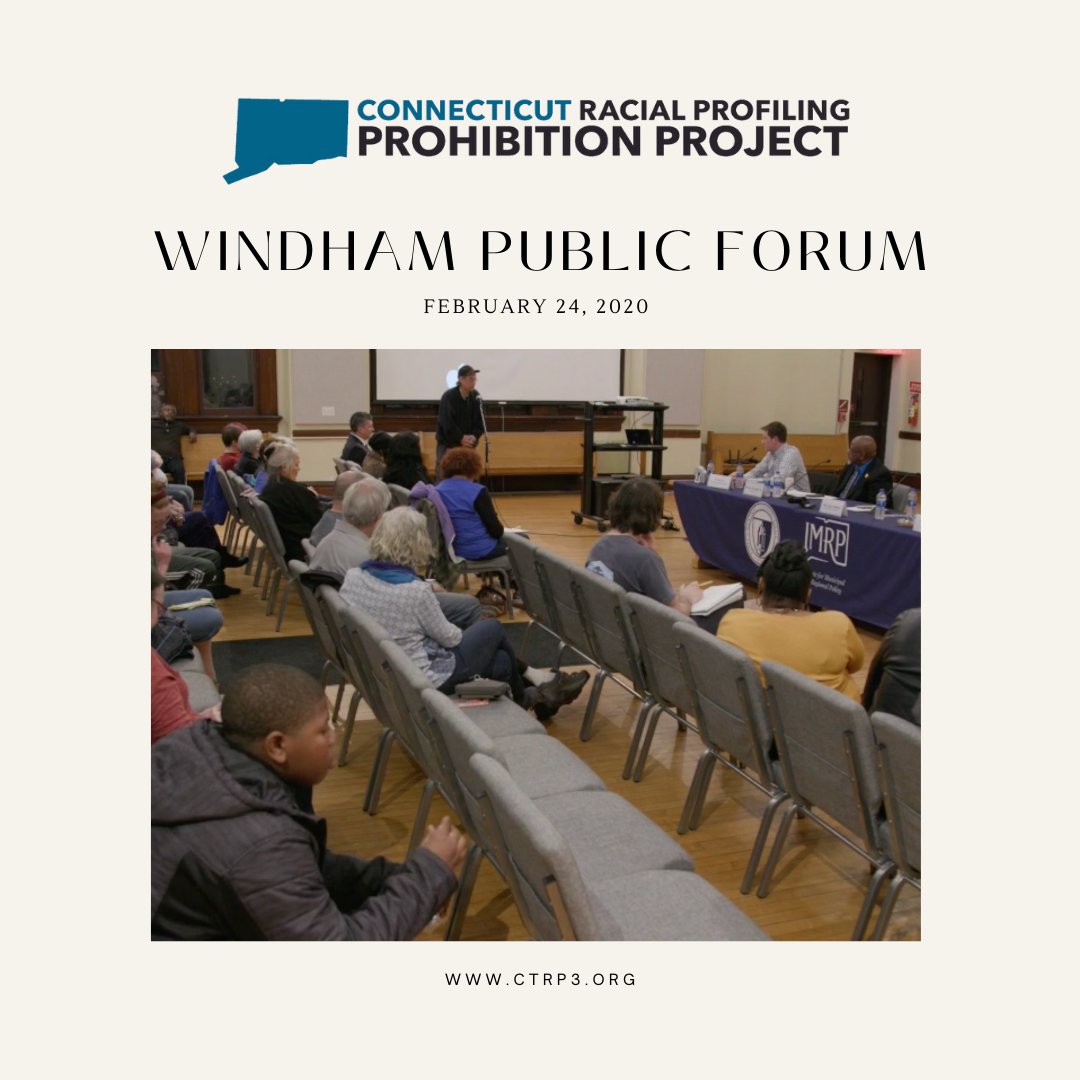 Connecticut Racial Profiling Prohibition Project (@ctrp_3) on Twitter photo Public forums encourage community voices to lead the racial profiling conversation.
On this day, our public forum was held in Windham, CT.
<a href="/IMRP/">UConn IMRP</a> <a href="/UConnSPP/">UConn School of Public Policy</a>
#CTRP3 #RacialProfiling #IMRP #PublicPolicy Public forums encourage community voices to lead the racial profiling conversation.
On this day, our public forum was held in Windham, CT.
<a href="/IMRP/">UConn IMRP</a> <a href="/UConnSPP/">UConn School of Public Policy</a>
#CTRP3 #RacialProfiling #IMRP #PublicPolicy