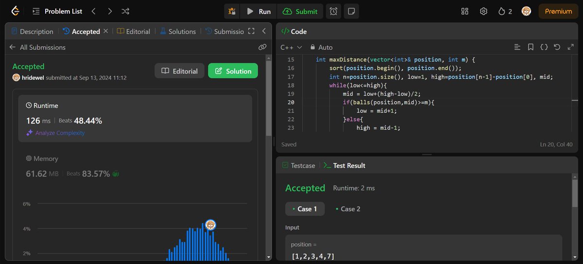 hrid_05's tweet image. 🚀 Solved Today on @LeetCode 
☑ Split Array Largest Sum (Hard)
☑ Magnetic Force Between Two Balls (Medium)

#LetsConnect #DSA #LearningDSA #LearnInPublic #ProblemSolving #buildinpublic