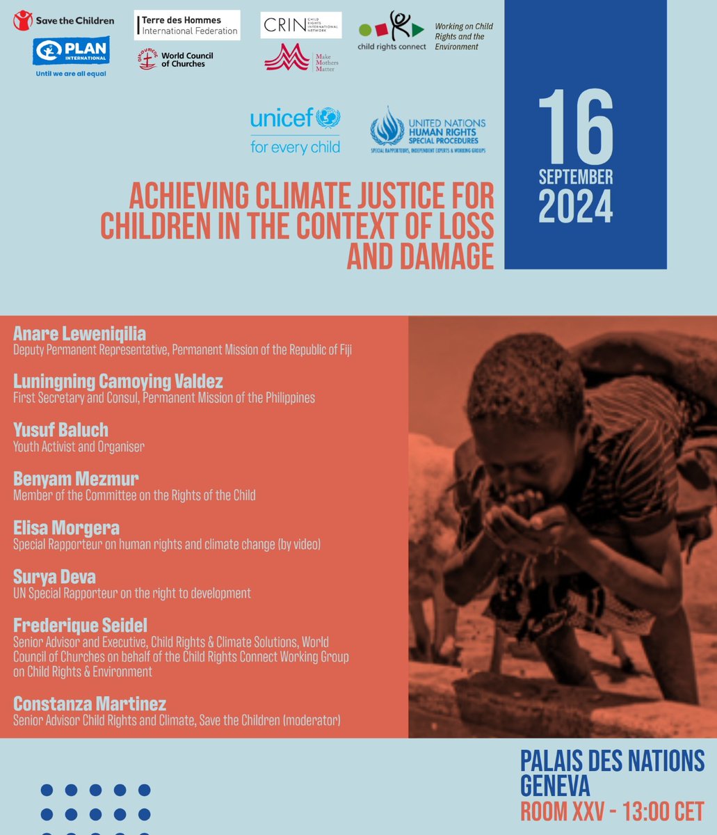Save the Children UN Geneva (@sc_ungeneva) on Twitter photo 📢 Join us on Monday for #HRC57 event on #ClimateJustice for #children impacted by loss & damage. Don’t miss this crucial discussion on one of the greatest intergenerational injustices children face today. 🌍🌱
📍 <a href="/UNGeneva/">United Nations Geneva</a> or online👉shorturl.at/yyqUe
#ClimateAction 📢 Join us on Monday for #HRC57 event on #ClimateJustice for #children impacted by loss & damage. Don’t miss this crucial discussion on one of the greatest intergenerational injustices children face today. 🌍🌱
📍 <a href="/UNGeneva/">United Nations Geneva</a> or online👉shorturl.at/yyqUe
#ClimateAction