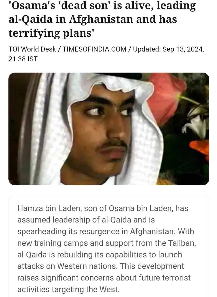 Osama bin Laden's son Hamza is alive and is planning new terror attacks.  Viruses are extremely difficult to eradicate fully., image size:875x1200