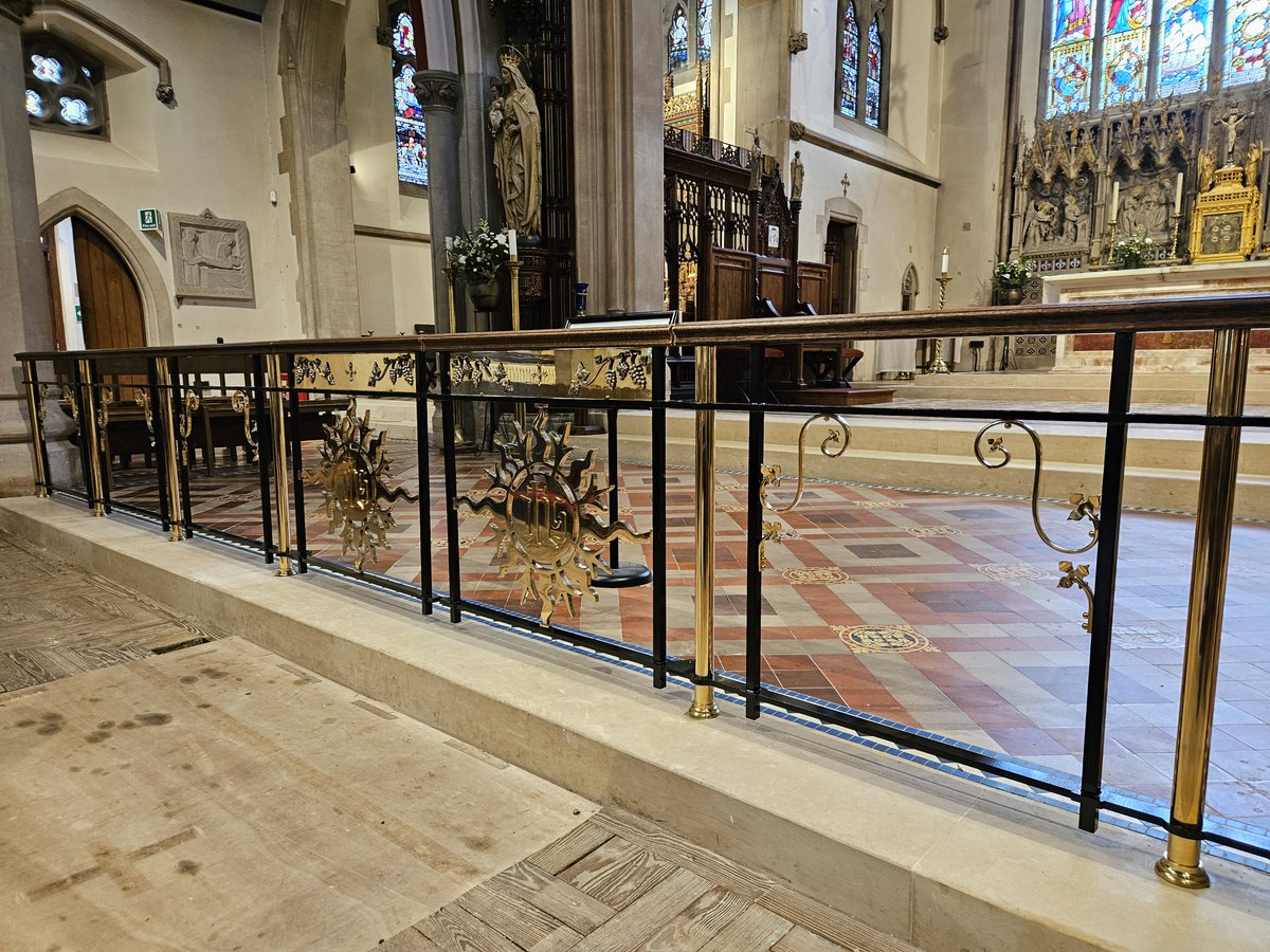 In the highly significant Shrewsbury Cathedral, the new wrought iron and brass Sanctuary Rails have now been installed and we are delighted with the results <a href="/ShrewsCathedral/">Shrewsbury Cathedral</a> <a href="/CalibreMetalWk/">Calibre Metalwork</a> #Cathedral #Reordering #Heritage