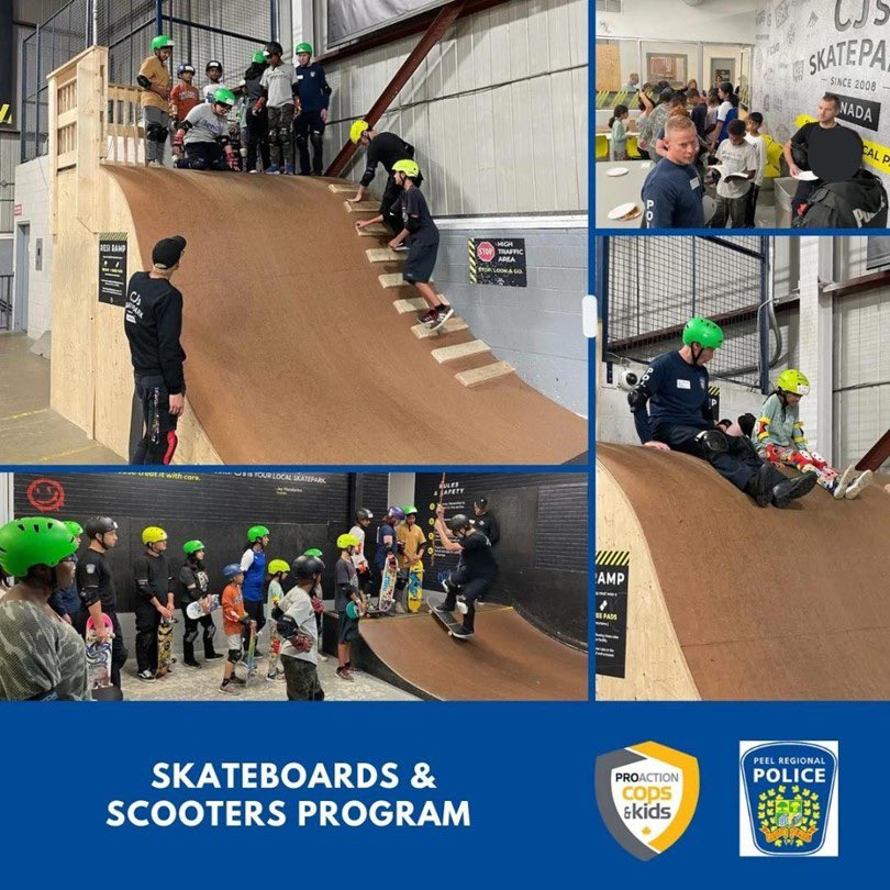 Final day of the Cops &amp; Kids Skateboarding program at CJ’s Skatepark in Mississauga! Youth participants received their own skateboards to learn with and autographed books by @JayMandarino.  A huge thank you to all the amazing youth who showed up, and our officers.🛹 #CopsAndKids
