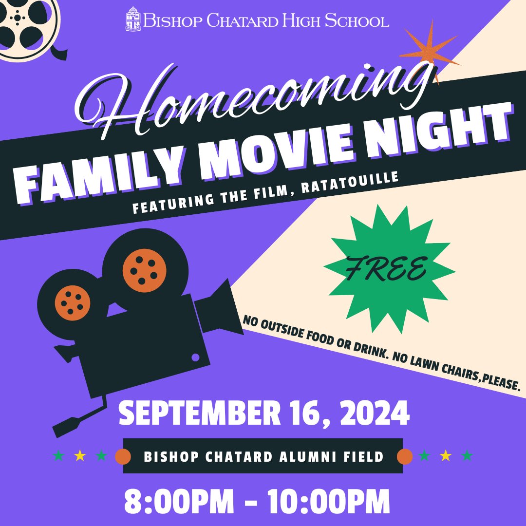 Movie Night @ Alumni Field to kick off the first day of Homecoming Week! Show up as early as 7:30pm for a good view.