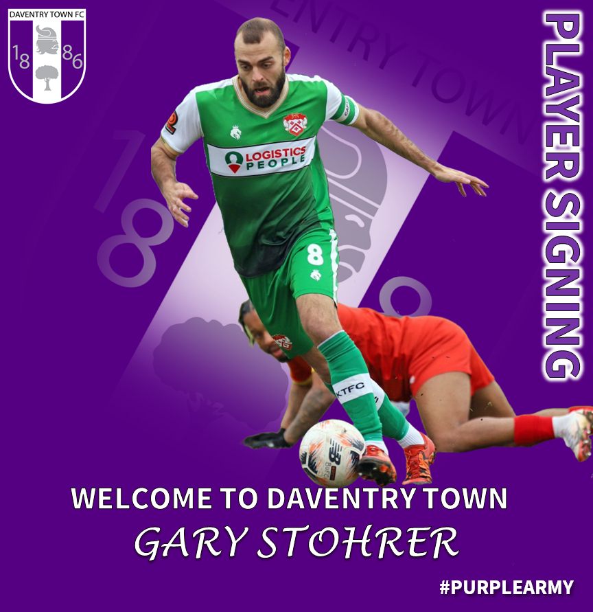 A big welcome to highly rated utility player GARY STOHRER to Daventry Town

Local lad Gary made 238 apps for Kettering Town &amp; was their fans player of the season 22/23 as well as being inducted into their Hall of Fame

We are very excited to see Gary in action for the #purplearmy