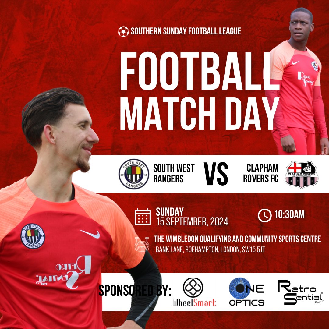 South West Rangers (@_sw_rangers) on Twitter photo MATCHDAY 2
After a tough loss to take, 2-0 up to lose 3-2, it’s TIME TO BOUNCE BACK this weekend. We’re up against a strong <a href="/ClaphamRovers/">Clapham Rovers FC</a> side. Looking forward to the battle and putting things right!
#OnToTheNext
@SELKGrassroots <a href="/SouthernSunday/">Southern Sunday Football League</a> MATCHDAY 2
After a tough loss to take, 2-0 up to lose 3-2, it’s TIME TO BOUNCE BACK this weekend. We’re up against a strong <a href="/ClaphamRovers/">Clapham Rovers FC</a> side. Looking forward to the battle and putting things right!
#OnToTheNext
@SELKGrassroots <a href="/SouthernSunday/">Southern Sunday Football League</a>