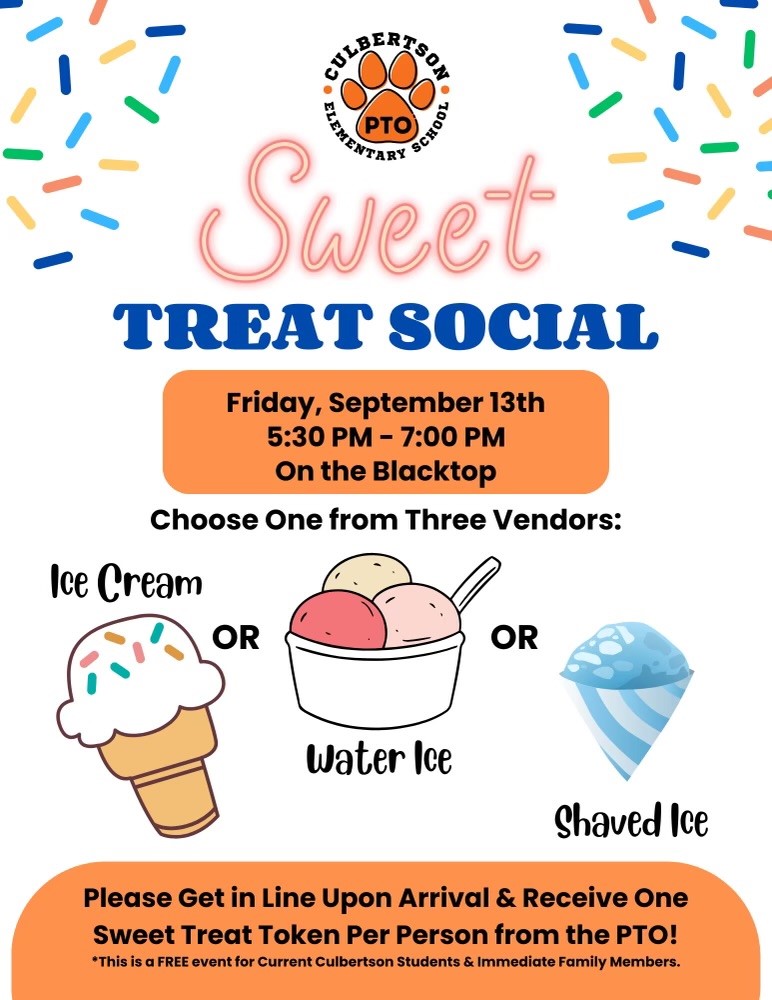 Do not forget to join us for our PTO sponsored Sweet Treat Social this evening at 5:30pm on our playground!  This is a great event where you can meet new families and friends.  We look forward to seeing everyone.  <a href="/MarpleNewtownSD/">Marple Newtown SD</a>