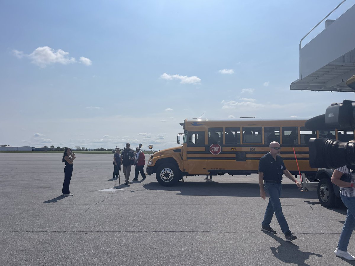 mgswift7's tweet photo. A busload of @VP Kamala Harris supporters has arrived for her campaign event at the Johnstown Airport @TribLIVE https://t.co/pUDYefMkOK