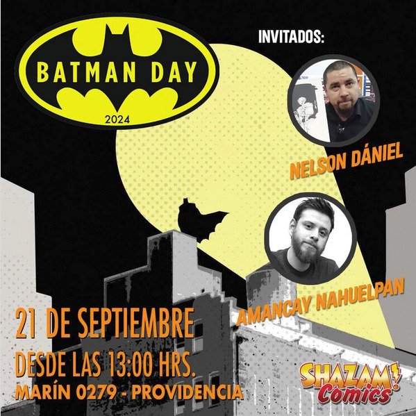 FIC Santiago (@ficsantiago) on Twitter photo Este 21 de Septiembre en el Batman Day de <a href="/shazamcomics/">SHAZAM COMICS</a> por cualquier compra realizada ese día te puedes llevar un póster de @coleganelson quien estará junto al destacado dibujante <a href="/amancay_art/">Amancay Nahuelpan</a> ese día. Nos vemos en Marín 0279 Providencia desde las 13:00 hrs. Este 21 de Septiembre en el Batman Day de <a href="/shazamcomics/">SHAZAM COMICS</a> por cualquier compra realizada ese día te puedes llevar un póster de @coleganelson quien estará junto al destacado dibujante <a href="/amancay_art/">Amancay Nahuelpan</a> ese día. Nos vemos en Marín 0279 Providencia desde las 13:00 hrs.