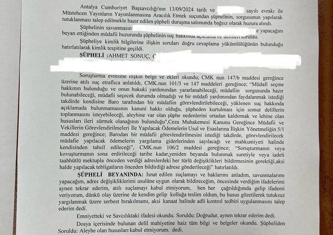 MssGlobal1's tweet photo. 🔴 Jahrein'in ifadesi ortaya çıktı: "Atılı suçlamaları kabul etmiyorum. 

⬛ Her çağrıldığımda gelip ifademi veriyorum. Olay üzerine kendim gelip teslim oldum." https://t.co/KQNFJ2u5by