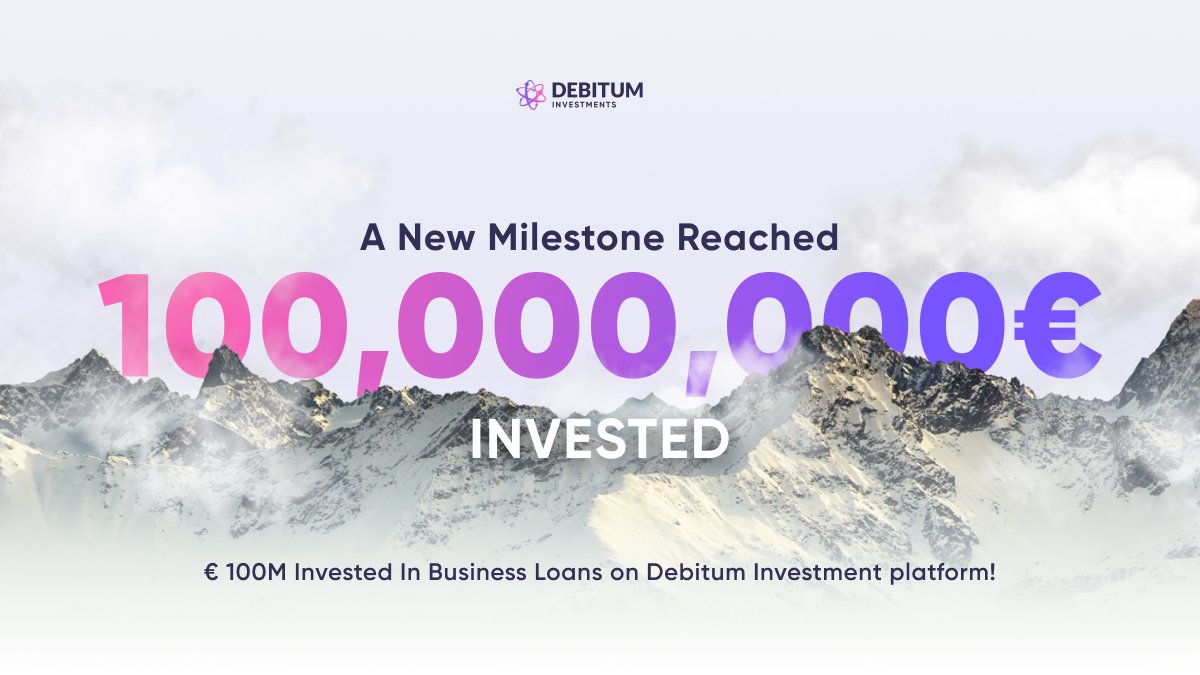 🎉 Celebration time! We've hit a major milestone at Debitum Investments - €100M in total investments! 💯💶 

This reflects the strength of our team, community &amp; partners in the P2P lending space. 🙌 

Huge thanks to all our investors for being part of this journey! 🚀